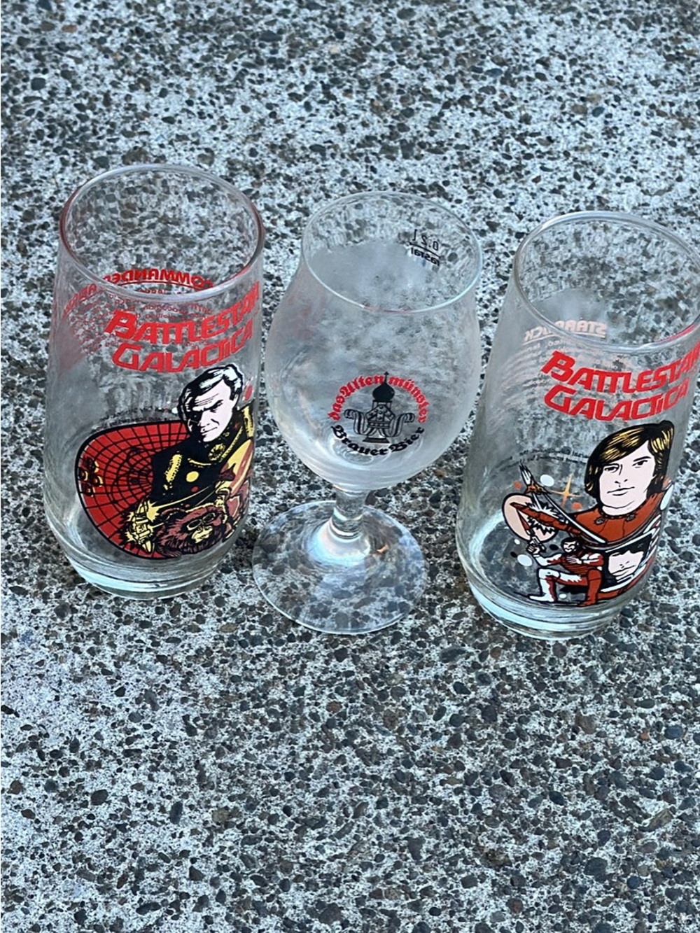 Red Graphic Drinking Glasses - Set of 2 with Clear Stemmed Glass